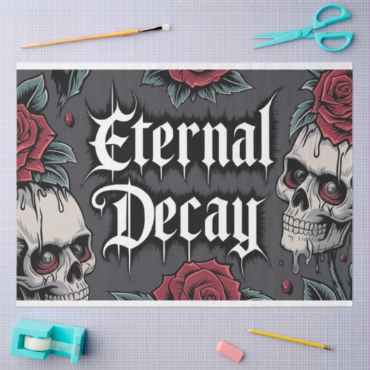 Eternal Decay" Gotische schedel en Roos Tissuepapier (Craft)