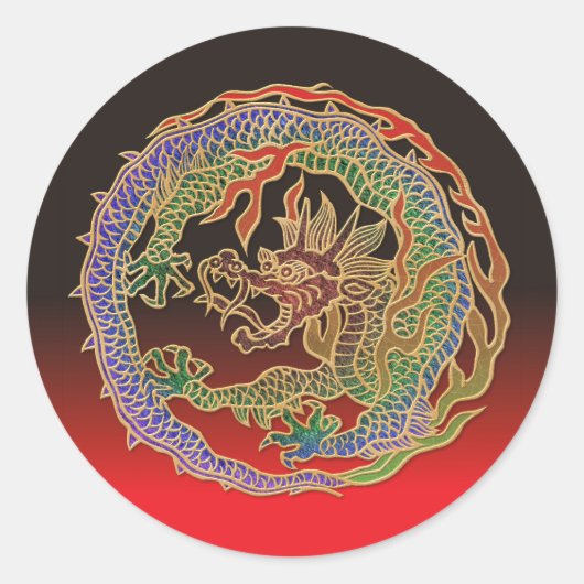 Eternal Dragon Circle Ronde Sticker (Voorkant)