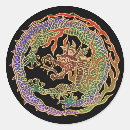 Eternal Dragon Circle Ronde Sticker (Voorkant)