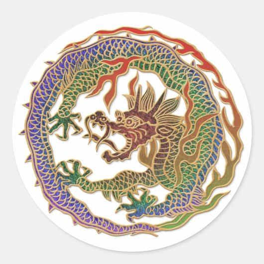 Eternal Dragon Circle Ronde Sticker (Voorkant)