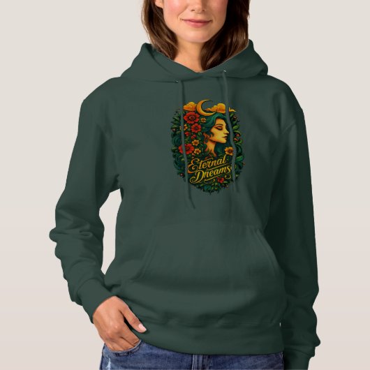 Eternal Dreams Moon Goddess Floral Art Hoodie (Voorkant)