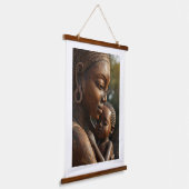 "Eternal Embrace" – Hand-Carved African Mother & C Hangend Wandkleed (Gebogen)