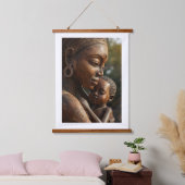 "Eternal Embrace" – Hand-Carved African Mother & C Hangend Wandkleed (Slaapkamer)