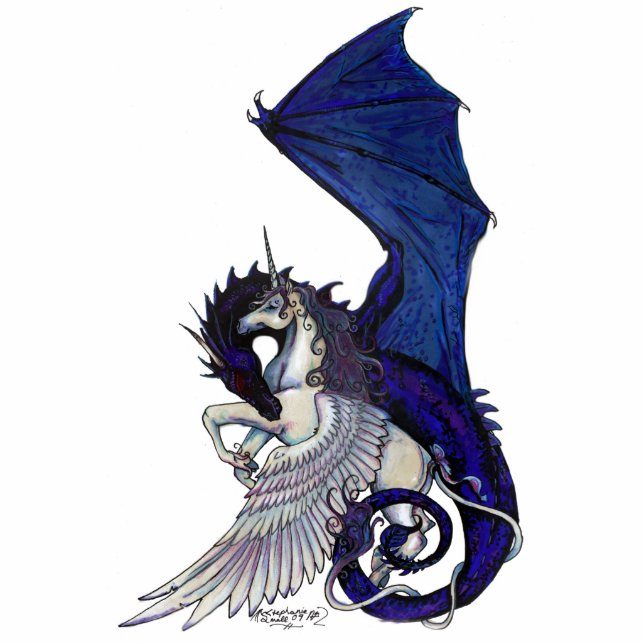 Eternal Embrace Unicorn en Dragon Staand Fotobeeldje (Voorkant)