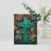 Eternal Faith - Een tijdloze Verdigris Cross Holid Feestdagenkaart (Staand voorkant)