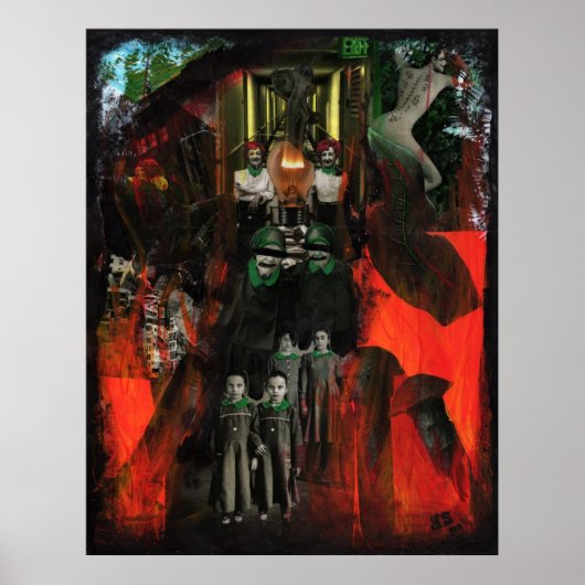 Eternal Flame Fire Twins Surrealist Collage Art Poster (Voorkant)