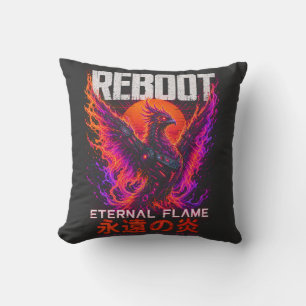 Eternal Flame Illustratie – Phoenix van Neon Vuur Kussen