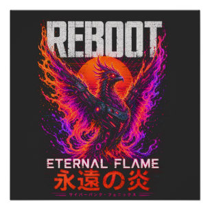 Eternal Flame Illustratie – Phoenix van Neon Vuur Perfect Poster