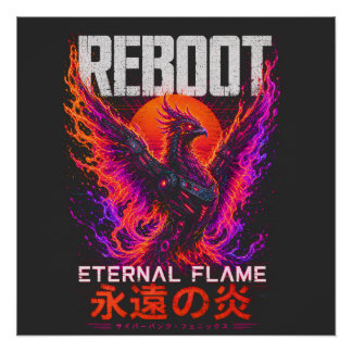 Eternal Flame Illustratie – Phoenix van Neon Vuur Perfect Poster