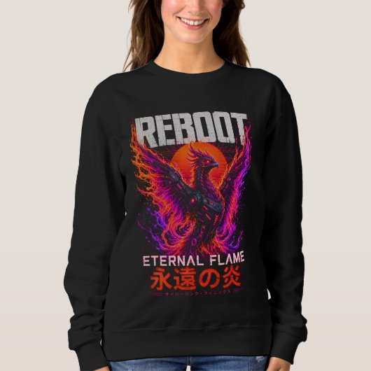 Eternal Flame Illustratie – Phoenix van Neon Vuur Trui (Voorkant)