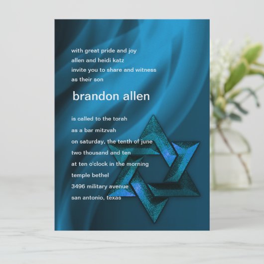 Eternal Flame Star van David in Blue Kaart (Staand voorkant)