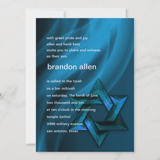 Eternal Flame Star van David in Blue Kaart (Voorkant)