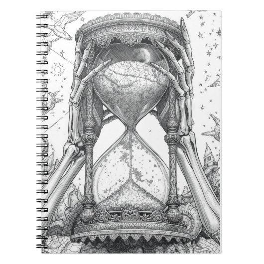 Eternal Flow Vintage Hourglass Ink Sketch Notebook Notitieboek (Voorkant)