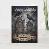 Eternal Gothic Lovers Dark Cemetery Raven Birthday Kaart (Voorkant)