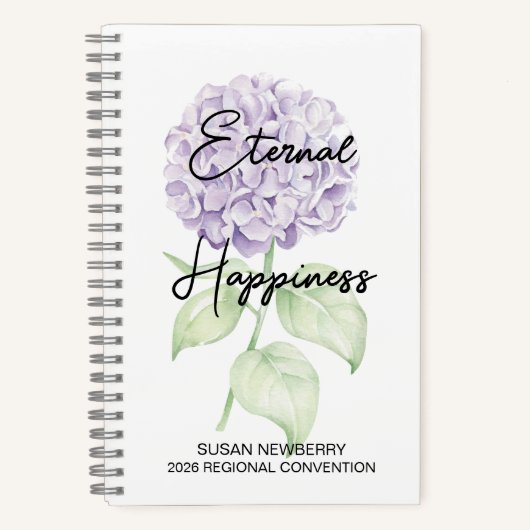 Eternal Happiness 2-zijdig notitieboek met Hydrang (Voorkant)