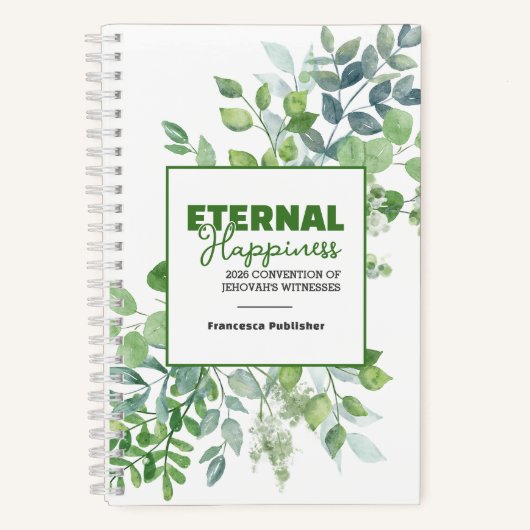 Eternal Happiness Convention Watercolor Greenery Notitieboek (Voorkant)