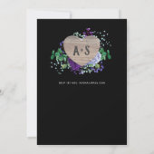 Eternal Heart Trouw Uitnodiging Zwart Paarse Bloem (Achterkant)