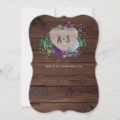 Eternal Heart Wedding Invite Rustic Blue Flowers Kaart (Achterkant)