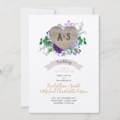 Eternal Heart Wedding Paars Blue Floral Kraft Kaart (Voorkant)