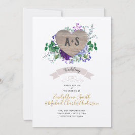 Eternal Heart Wedding Paars Blue Floral Kraft Kaart
