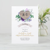 Eternal Heart Wedding Paars Blue Floral Kraft Kaart (Staand voorkant)