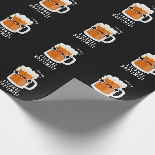 Eternal Hoptimist Funny Beer Pun Dark BG Cadeaupapier (Hoek)