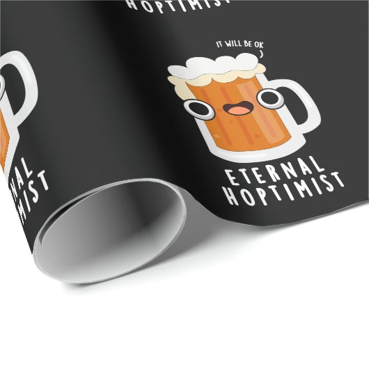 Eternal Hoptimist Funny Beer Pun Dark BG Cadeaupapier (Rol Hoek)