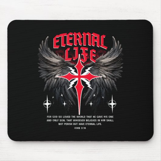 Eternal Jesus Cross Gothic Punk Life Nu Goth Bible Muismat (Voorkant)