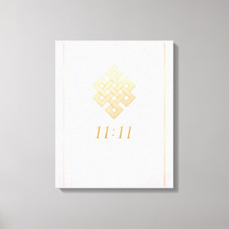 Eternal Knot 11:11 Wit Goud omwikkelde Canvas Afdruk