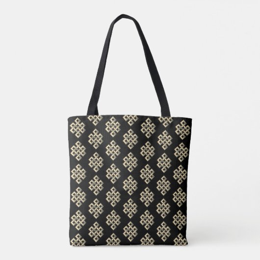Eternal Knot Pattern on Black Tote Bag (Achterkant)