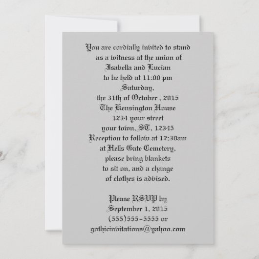 Eternal Love Gothic Vampire Wedding Kaart (Achterkant)