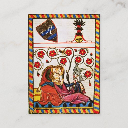 ETERNAL LOVE MONOGRAM, Lovers Red Roses Kraft Visitekaartje (Achterkant)