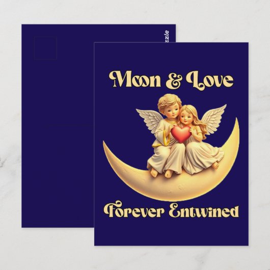 Eternal Love on a Crescent Moon Briefkaart (Voorkant / Achterkant)