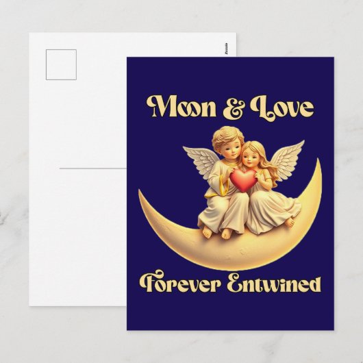 Eternal Love on a Crescent Moon Feestdagenkaart (Voorkant / Achterkant)