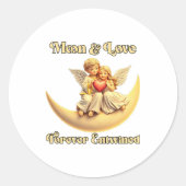 Eternal Love on a Crescent Moon Ronde Sticker (Voorkant)