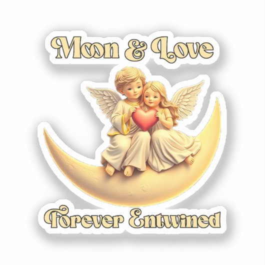 Eternal Love on a Crescent Moon Sticker (Voorkant)