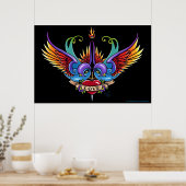 "Eternal Love" Rainbow Swallow Heart Tattoo Poster (Keuken)