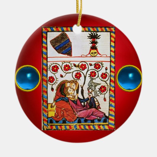 ETERNAL LOVE red blue gem Keramisch Ornament (Voorkant)