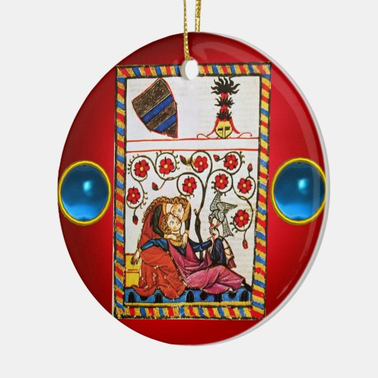 ETERNAL LOVE red blue gem Keramisch Ornament (Links)