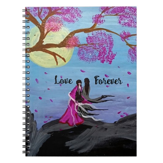 Eternal love under cherry blossom spiral notebook notitieboek (Voorkant)