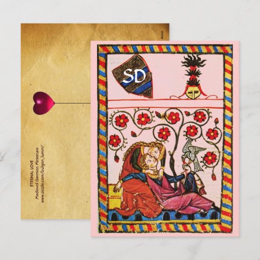 ETERNAL LOVE VALENTIJNSDAG PARCHTIEMONOGRAM FEESTDAGENKAART (Voorkant / Achterkant)