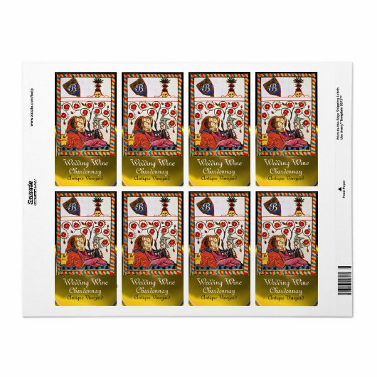 ETERNAL LOVE, Weddenschap White Wine Monogram Etiket (Full Sheet)