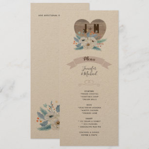 Eternal Love White Flower Wedding MENU KRAFT Kaart