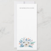 Eternal Love Witte Bloem Blauwe Blad Bruiloft MENU Kaart (Achterkant)