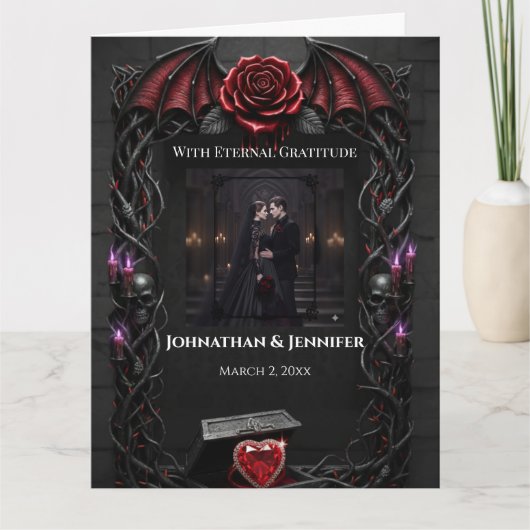 Eternal Night Gothic Vampire Wedding Dark Romance Bedankkaart (Voorkant)