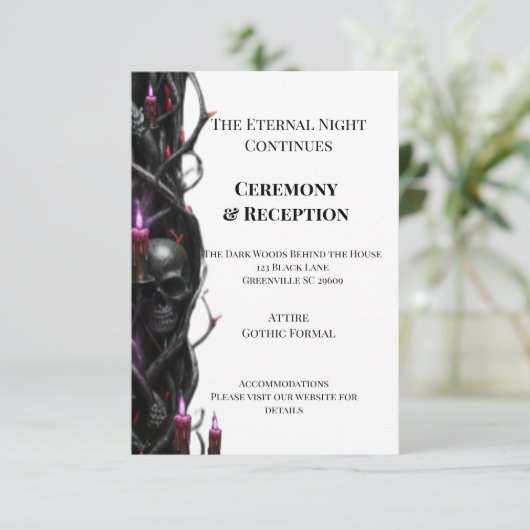 Eternal Night Gothic Vampire Wedding Dark Romance Informatiekaartje (Staand voorkant)