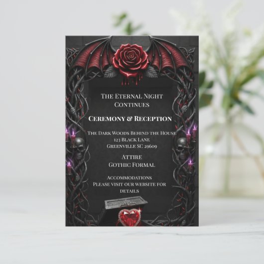 Eternal Night Gothic Vampire Wedding Dark Romance Informatiekaartje (Staand voorkant)