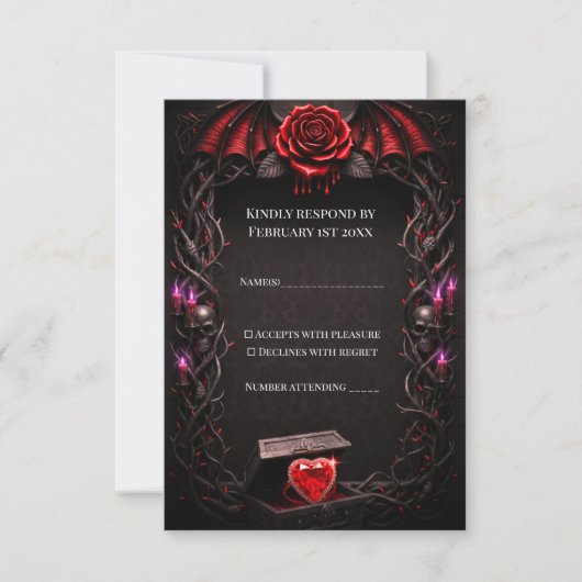 Eternal Night Gothic Vampire Wedding Dark Romance  RSVP Kaartje (Voorkant)
