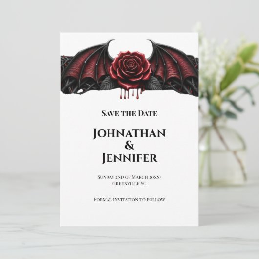 Eternal Night Gothic Vampire Wedding Dark Romance Save The Date (Staand voorkant)