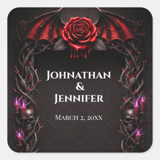 Eternal Night Gothic Vampire Wedding Dark Romance  Vierkante Sticker (Voorkant)